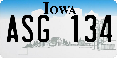 IA license plate ASG134