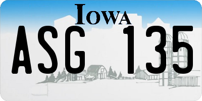 IA license plate ASG135