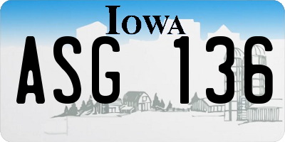 IA license plate ASG136
