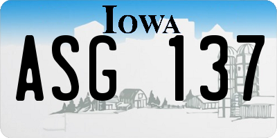 IA license plate ASG137