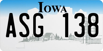 IA license plate ASG138