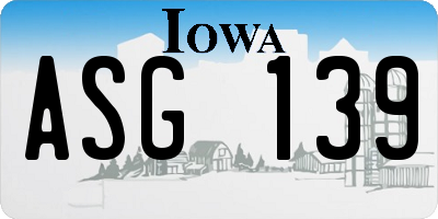IA license plate ASG139