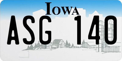 IA license plate ASG140