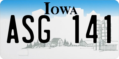 IA license plate ASG141