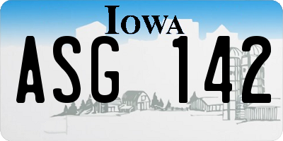IA license plate ASG142