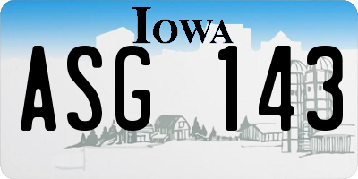 IA license plate ASG143
