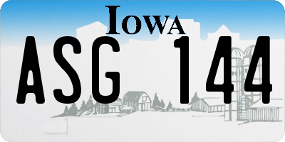 IA license plate ASG144