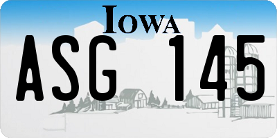 IA license plate ASG145