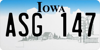 IA license plate ASG147