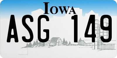 IA license plate ASG149