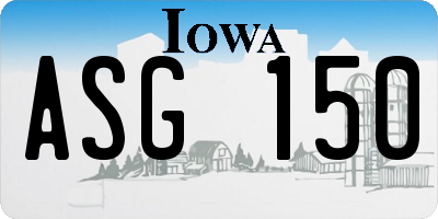 IA license plate ASG150