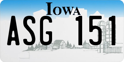 IA license plate ASG151