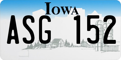 IA license plate ASG152