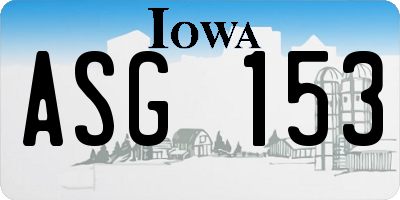 IA license plate ASG153