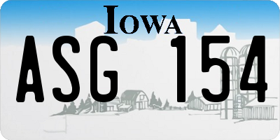 IA license plate ASG154