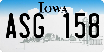 IA license plate ASG158