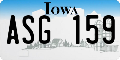 IA license plate ASG159