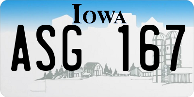 IA license plate ASG167
