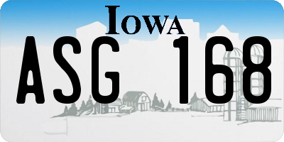 IA license plate ASG168