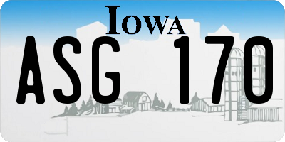IA license plate ASG170