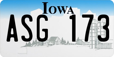 IA license plate ASG173
