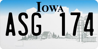 IA license plate ASG174