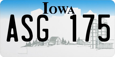 IA license plate ASG175