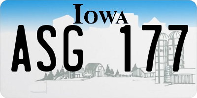 IA license plate ASG177
