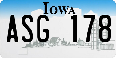 IA license plate ASG178