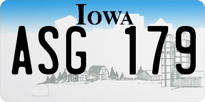 IA license plate ASG179