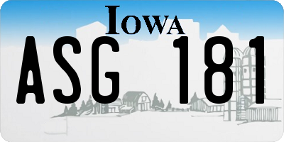 IA license plate ASG181