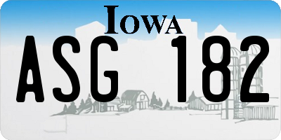 IA license plate ASG182