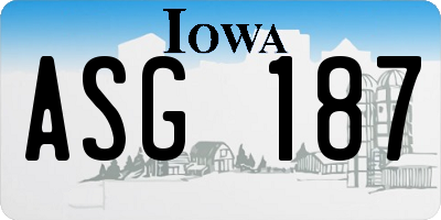 IA license plate ASG187