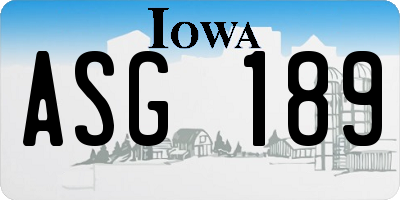 IA license plate ASG189