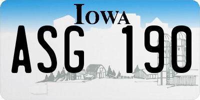 IA license plate ASG190