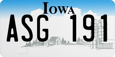 IA license plate ASG191