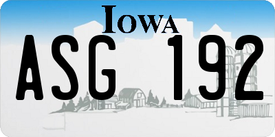 IA license plate ASG192