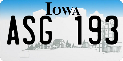 IA license plate ASG193