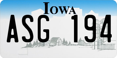 IA license plate ASG194