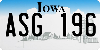 IA license plate ASG196