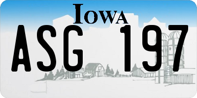 IA license plate ASG197