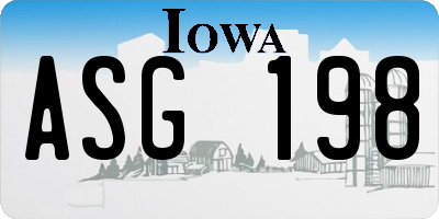 IA license plate ASG198
