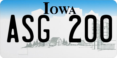 IA license plate ASG200