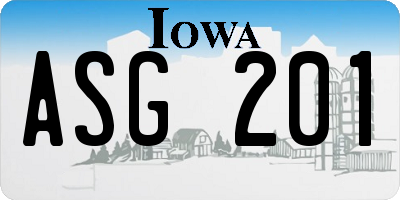 IA license plate ASG201