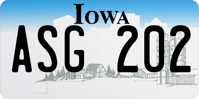 IA license plate ASG202