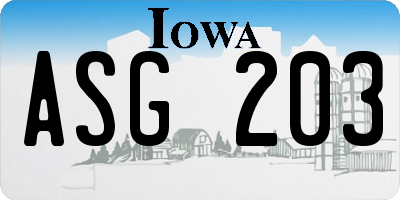 IA license plate ASG203