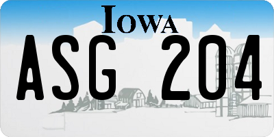 IA license plate ASG204