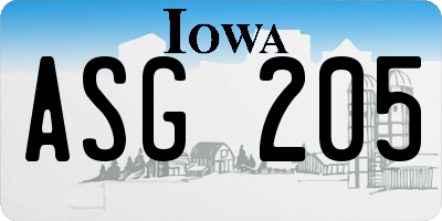 IA license plate ASG205