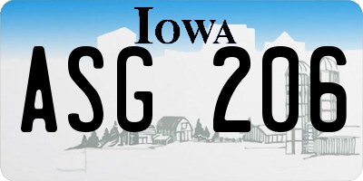 IA license plate ASG206