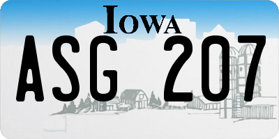 IA license plate ASG207